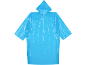 Poncho antipioggia blu monouso con cappuccio.