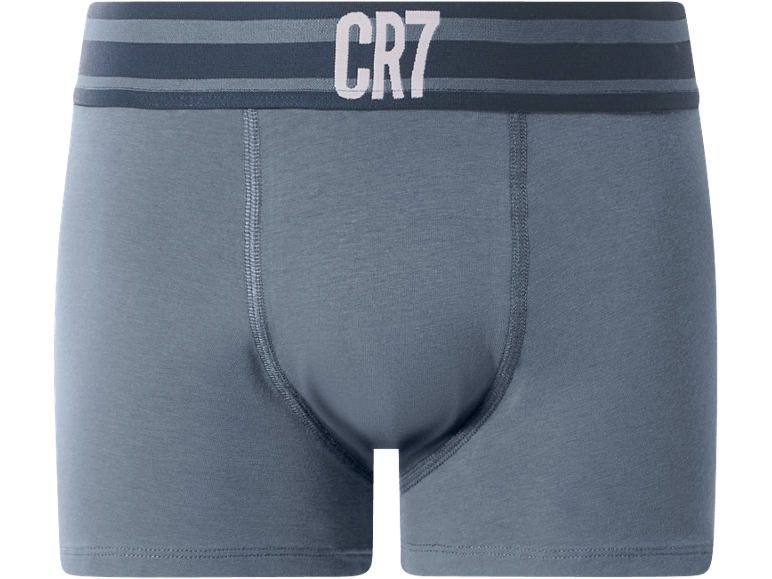 Boxer da uomo grigi con scritta CR7 sull'elastico in vita.