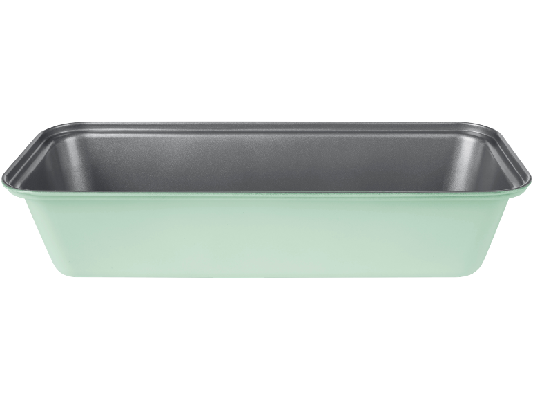 Stampo per pane verde chiaro con interno antiaderente grigio scuro.