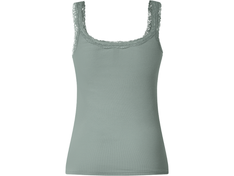 Canotta a costine con pizzo, verde chiaro