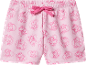 Pantaloncini rosa con stampa di maialini e cuori, con coulisse in vita.