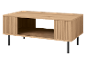 Mobile TV in legno chiaro con ante scorrevoli a doghe e gambe nere