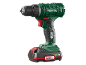 Trapano avvitatore a batteria con batteria X 20V Team su sfondo nero.