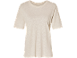 Maglietta a maniche corte beige chiaro con texture di lino
