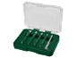 Set di punte da trapano con punta diamantata e in metallo duro in custodia verde.