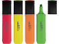Quattro evidenziatori in rosso, giallo, arancione e verde.