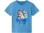 Maglietta blu a maniche corte con stampa di tre cuccioli dei cartoni animati e la scritta 'COOL PUPS'.