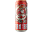 Lattina di birra rossa con illustrazione steampunk di una donna e ingranaggi, testo 'GERMAN RED'.