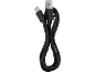 Cavo USB-A a USB-C nero, avvolto a forma di otto.