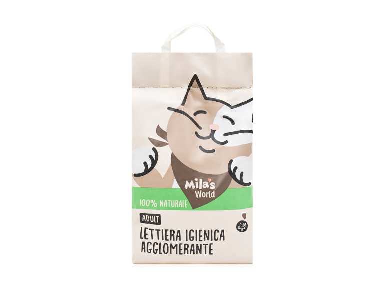 Lettiera igienica agglomerante Mila's World, 100% naturale, per gatti adulti