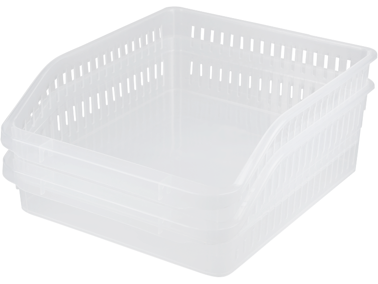 Cesti portaoggetti impilabili in plastica trasparente
