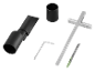 Set accessori per elettroutensili: adattatori per aspirapolvere, chiave esagonale, guida e lama per sega.