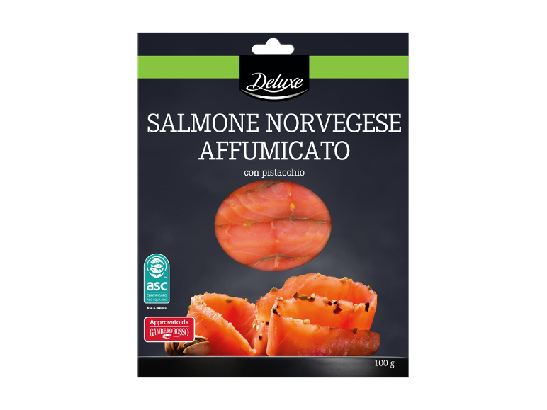 Salmone norvegese affumicato con pistacchio, 100 g.
