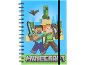 Quaderno a spirale a tema Minecraft con i personaggi Steve, Alex, Creeper e Pipistrello.