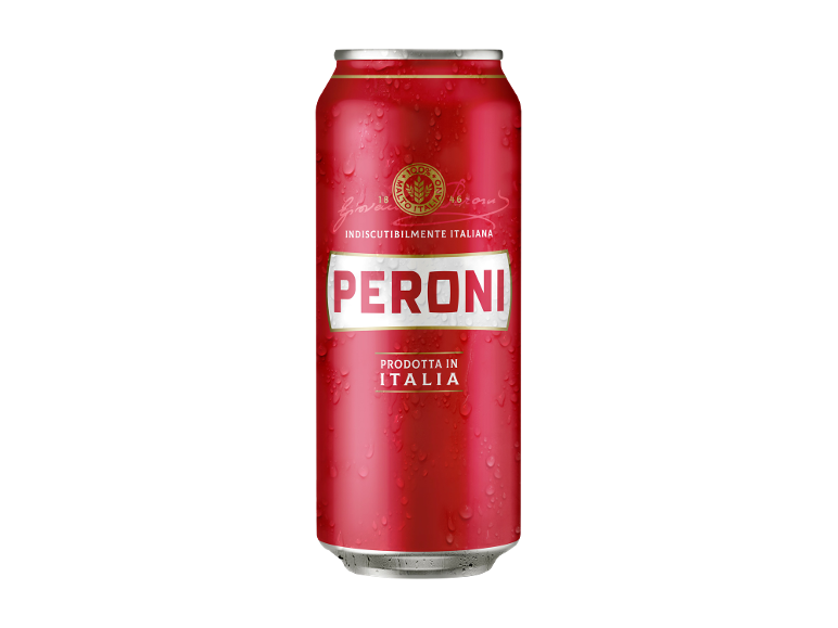 Lattina rossa con goccioline d'acqua, con la scritta 'INDISCUTIBILMENTE ITALIANA' e 'PRODOTTA IN ITALIA'.