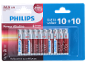 Confezione da 20 batterie alcaline AAA, con 10+10 batterie extra e il 118% in più di potenza.