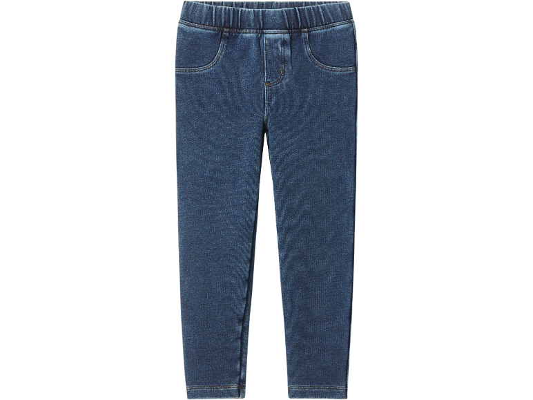 Jeggings in denim blu scuro con vita elasticizzata e tasche anteriori.