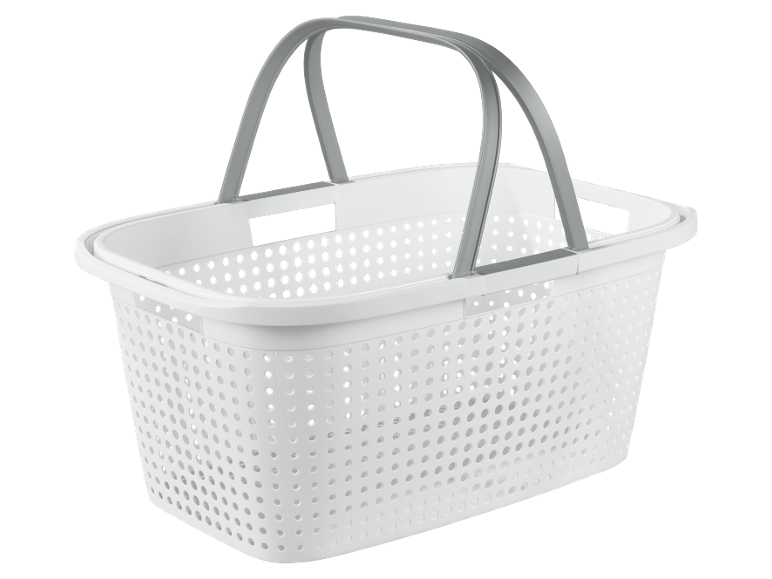 Cesto di plastica bianco con manici grigi