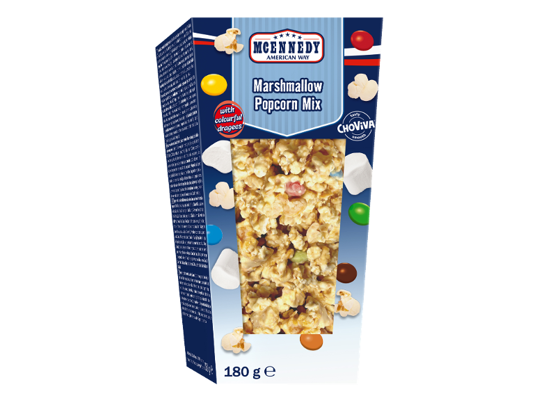 Confezione di mix di popcorn marshmallow con confetti colorati, 180 g.
