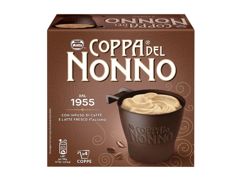 Confezione da 4 dessert al caffè con latte fresco italiano, dal 1955.