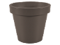 Vaso da fiori marrone con bordo largo.