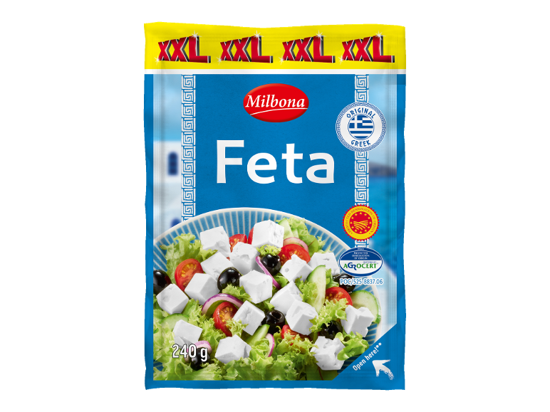 Confezione di formaggio feta XXL con insalata greca, 240g.