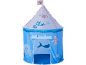 Tenda da gioco blu per bambini a tema marino, con granchi, stelle marine e balene.