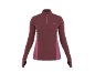 Maglia termica a maniche lunghe bordeaux da donna con cerniera al collo.