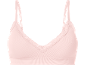 Reggiseno senza cuciture rosa chiaro con dettagli in pizzo.