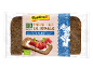 Confezione di pane di segale biologico con immagine di pane con fragole e lamponi.