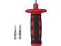 Manico di cacciavite rosso e nero con due punte per cacciavite.