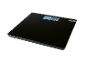 Bilancia pesapersone digitale nera con display LCD che mostra '0.0 kg'.