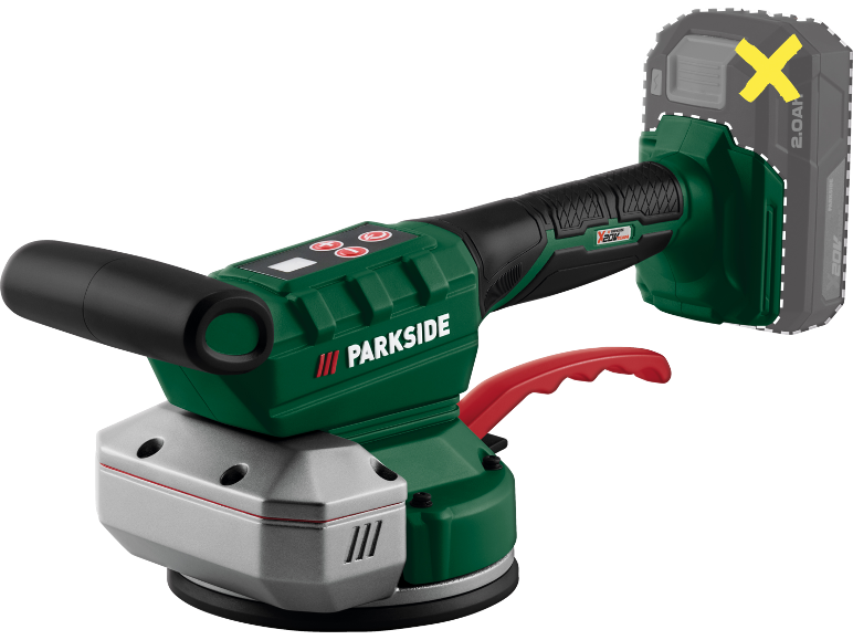 Vibratore per piastrelle a batteria con manico e batteria rimovibile da 2.0Ah