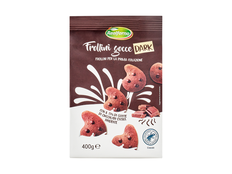 Biscotti al cioccolato fondente con gocce di cioccolato, 400g.