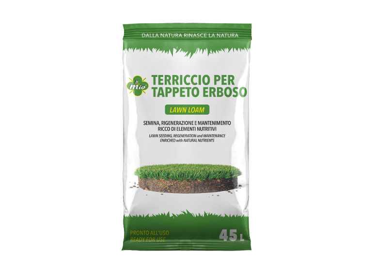 Terriccio per tappeto erboso con nutrienti, 45L, pronto all'uso.