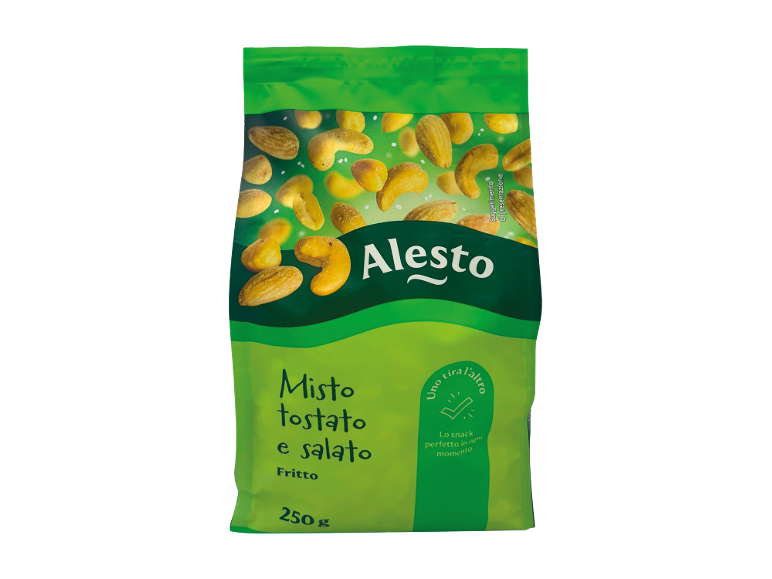 Busta di frutta secca tostata e salata, 250 g.