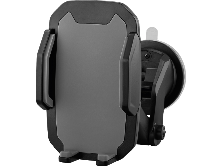 Supporto per telefono da auto nero e grigio con ventosa