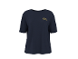 Maglietta blu navy con scritta dorata 'Sea la vie' sul petto.