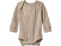 Body a costine a maniche lunghe per neonato, colore beige chiaro.
