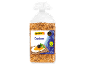 Confezione di cracker ad alto contenuto proteico con semi, con un cracker con marmellata e mora.
