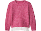Maglione a maglia rosa con bordo in tulle bianco