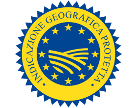Sigillo: INDICAZIONE GEOGRAFICA PROTETTA con 12 stelle e un campo.