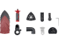 Set di carte abrasive, lame e accessori per utensile multifunzione.