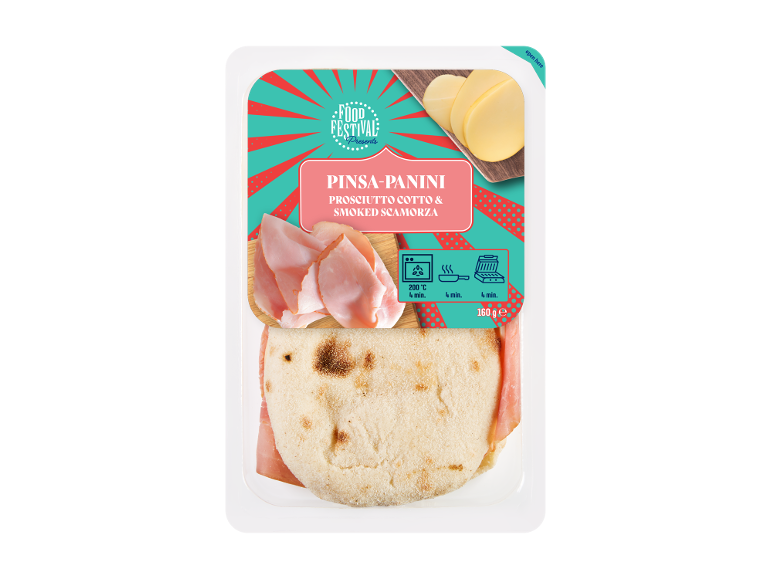 Pinsa-panini con prosciutto cotto e scamorza affumicata, 160g.