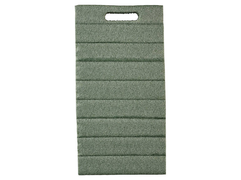 Cuscino da inginocchiamento da giardino verde rettangolare con scanalature orizzontali e maniglia