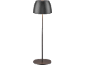 Lampada da tavolo moderna grigio scuro con base rotonda.