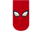 Calzino rosso con design a occhi di supereroe.