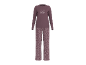 Pigiama da donna viola con maglia a maniche lunghe 'Let's Stay in Bed' e pantaloni a fantasia