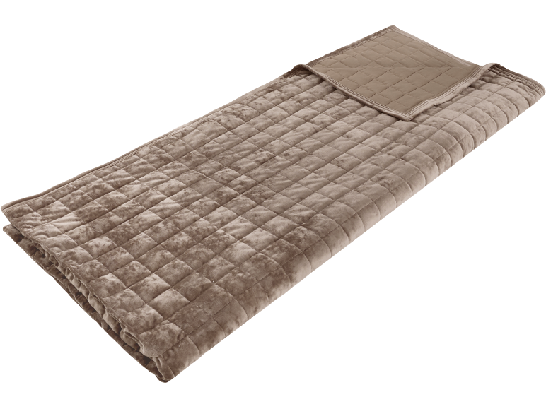 Plaid trapuntato in velluto beige