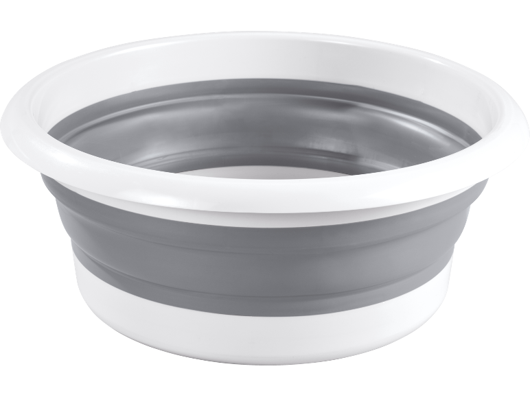 Secchio pieghevole rotondo bianco e grigio